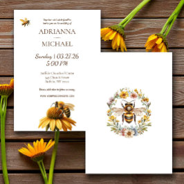 Bruiloftsinvitaties met 'Meant to Bee' in rustieke Kaart