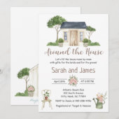 Bruiloftsinvitation voor koppel rond het huis kaart (Voorkant / Achterkant)