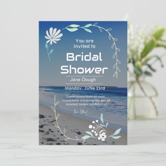 Bruiloftsinvitation voor strand kaart (Staand voorkant)