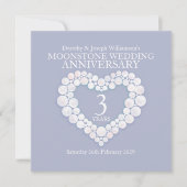 Bruiloftsjubileum maansteen 3 jaar feest kaart (Voorkant)