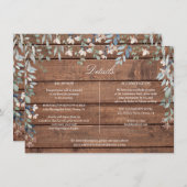 Bruiloftskaart met bloemencascade in rustieke hout kaart (Voorkant / Achterkant)