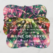 Bruiloftskaart met vuurwerk Save the Date Kaart (Voorkant / Achterkant)