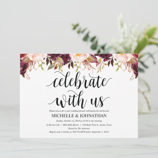 Bruiloftskaarten na de bruiloft in rustieke Bourgo Kaart (Staand voorkant)