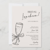 Bruiloftslunch Champagne Zwarte Strik Bruidsbeurs Kaart (Voorkant)