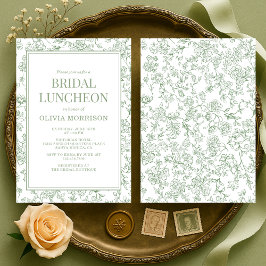 Bruiloftslunch Salie Groene Vintage Franse Bloemen Kaart
