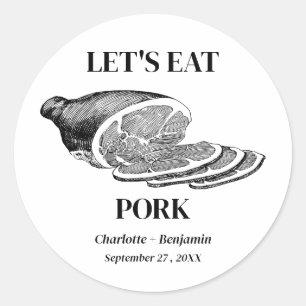 Bruiloftsmaal met varkensvlees uit het verleden ronde sticker