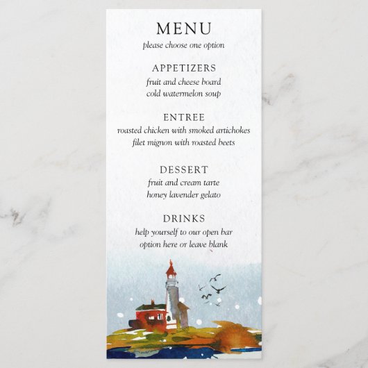 Bruiloftsmenu 'By The Sea' Menu (Voorkant)