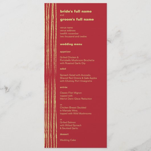 Bruiloftsmenu Chili Citroen Menu (Voorkant)