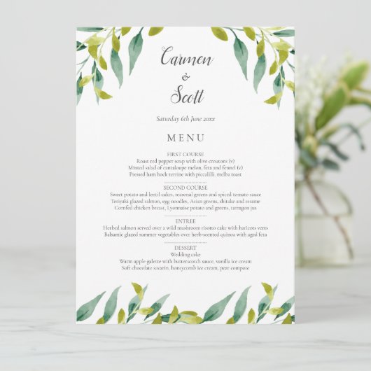 Bruiloftsmenu Country Garden Groenery Menu (Staand voorkant)