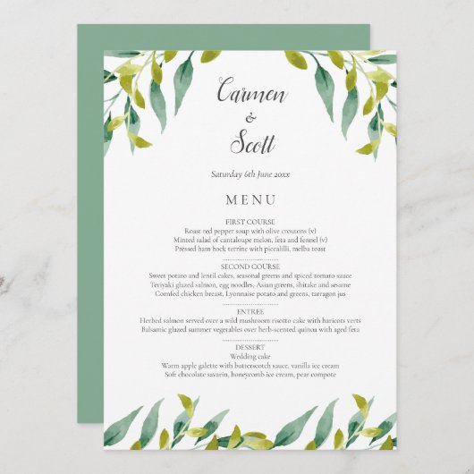 Bruiloftsmenu Country Garden Groenery Menu (Voorkant / Achterkant)