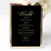 Bruiloftsmenu gouden script zwarte bruiloft bord poster