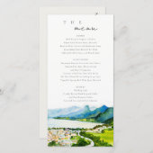 Bruiloftsmenu kaart voor een landelijk dorp aan he (Voorkant / Achterkant)