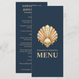 Bruiloftsmenu luxe clamschelp aan het strand menu