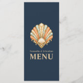Bruiloftsmenu luxe clamschelp aan het strand menu (Voorkant)