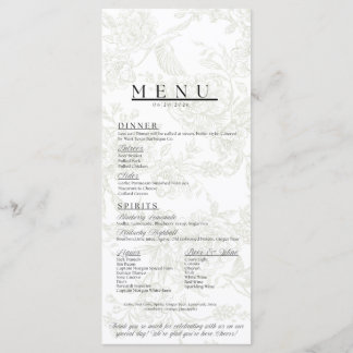 Bruiloftsmenu met bloemen menu