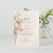 Bruiloftsmenu met bruine bloemen menu (Staand voorkant)