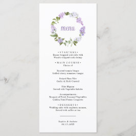 Bruiloftsmenu met landelijke seringenbloemen menu