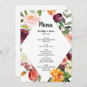 Bruiloftsmenu met prachtige herfstbloemen menu (Voorkant / Achterkant)