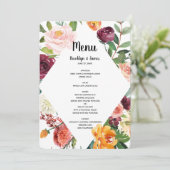 Bruiloftsmenu met prachtige herfstbloemen menu (Staand voorkant)