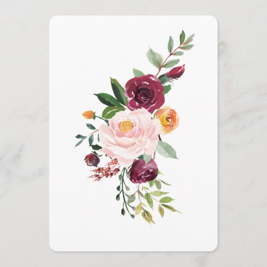 Bruiloftsmenu met prachtige herfstbloemen menu (Achterkant)