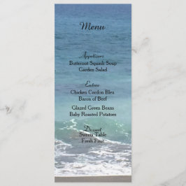 Bruiloftsmenu met strand- en oceaanontwerp menu