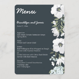 Bruiloftsmenu met witte bloemen menu