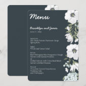 Bruiloftsmenu met witte bloemen menu (Voorkant / Achterkant)