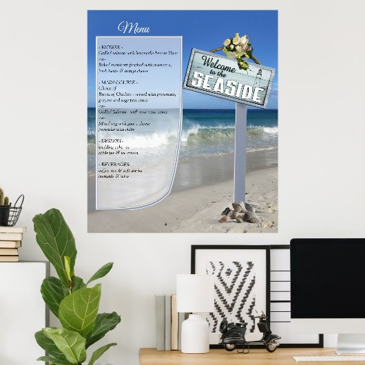 Bruiloftsmenu poster aan het strand (Thuiskantoor)