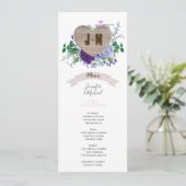 Bruiloftsmenu 'Rustic Heart' met blauwe waterverf  Kaart (Staand voorkant)