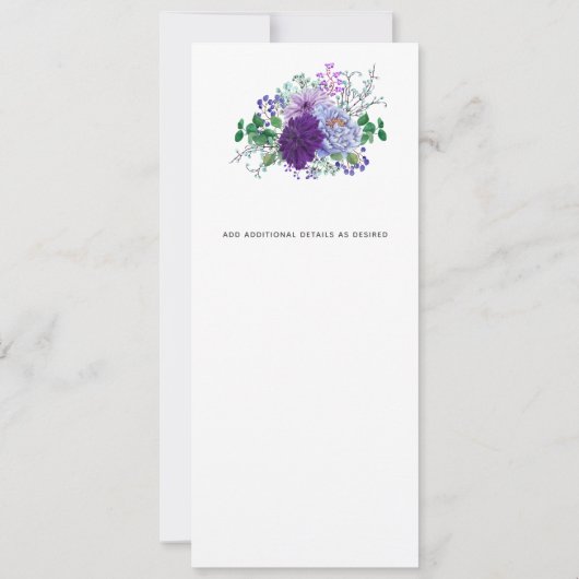 Bruiloftsmenu 'Rustic Heart' met blauwe waterverf  Kaart (Achterkant)