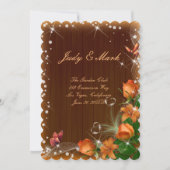 Bruiloftsmenukaart met rozen en vlinders van donke kaart (Voorkant)