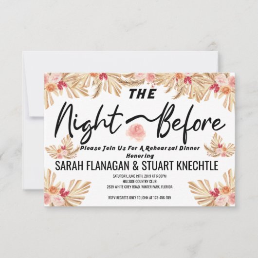 Bruiloftsnacht Vooraf, Pampagras Boho  Kaart (Voorkant)