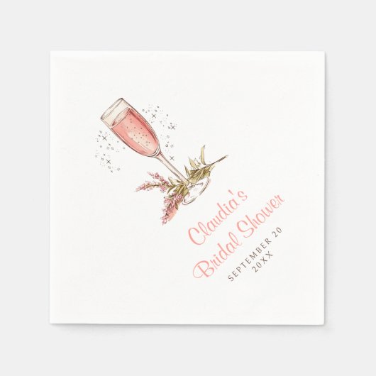 Bruiloftsontbijt bubbelige perzik abrikoos bruidss servet (Voorkant)