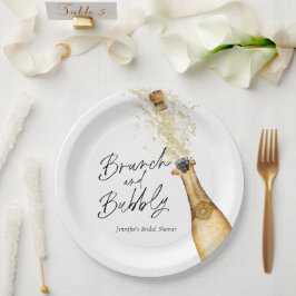 Bruiloftsontbijt en bubbels Bruidssalon Papieren B Bordje
