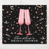 Bruiloftsontbijt en bubbels in het zwart sparkling wijnetiket (Enkel label)