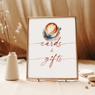 Bruiloftsontbijt koffiekaarten & cadeaus voetstuk  poster
