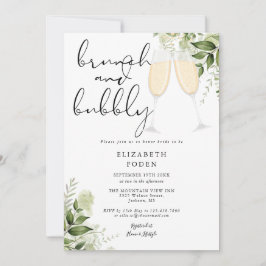 Bruiloftsontbijt Met Bruisende Groene Bloemen Kaart