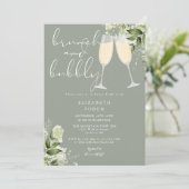 Bruiloftsontbijt Met Mousserende Wijn En Groene Ti Kaart (Staand voorkant)