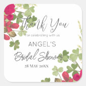 Bruiloftsontbijt met zomerse bloementuin dank je w vierkante sticker (Voorkant)