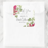 Bruiloftsontbijt met zomerse bloementuin dank je w vierkante sticker (Tas)