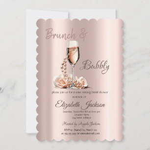 Bruiloftsontbijt & Parelende Glas Parels Roze Brui Kaart