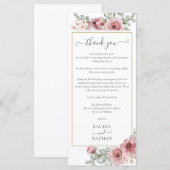 Bruiloftsontvangst Dankbetuiging Plaatskaart Menu (Voorkant / Achterkant)