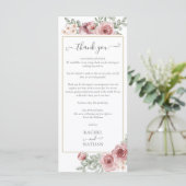 Bruiloftsontvangst Dankbetuiging Plaatskaart Menu (Staand voorkant)