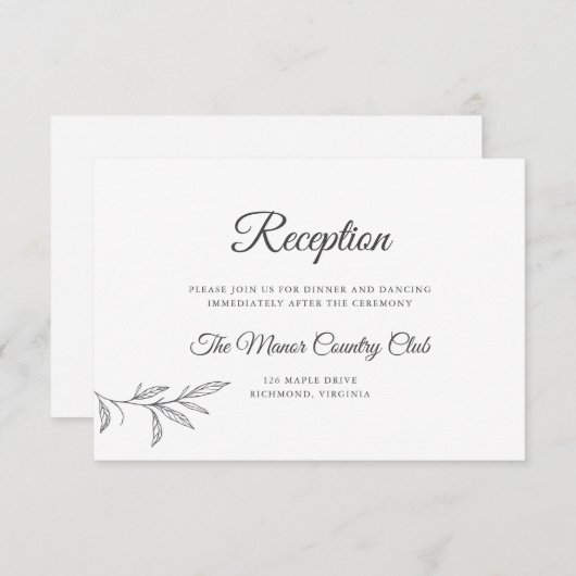 Bruiloftsontvangst Enclosurekaart met botanisch mo Kaart (Voorkant / Achterkant)