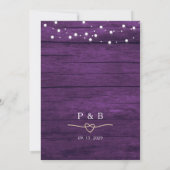 Bruiloftsontvangst uitnodiging van paarse houten p (Achterkant)