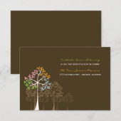 Bruiloftsontvangstkaart met bomen en vier seizoene kaart (Voorkant / Achterkant)