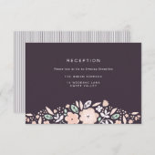 Bruiloftsontvangstkaart met wervelwind bloemen kaart (Voorkant / Achterkant)