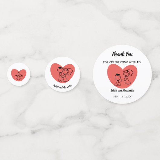 Bruiloftspaar Bruidsfeest Confetti (Achterkanten)