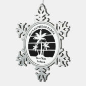 Bruiloftspalmboom Jonggezellenfeest Bruidsjonkers Tin Sneeuwvlok Ornament (Rechts)