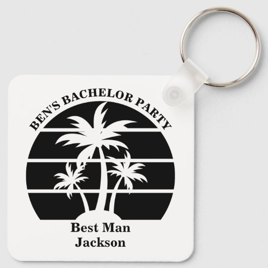 Bruiloftspalmboom vrijgezellenfeest Bruidsjonkers Sleutelhanger (Achterkant)